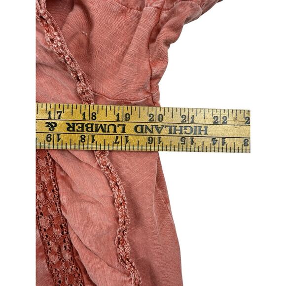 Free People Le Femme Ruffled Crochet Top Coral Pink Beachy Victorian Boho Small - Picture 8 of 10